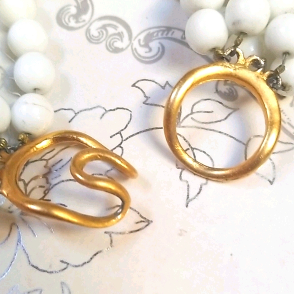 Vintage 1950s Mid Century Choker Beaded Gold & Silver Tone Multi-Strand Necklace - Picture 12 of 15